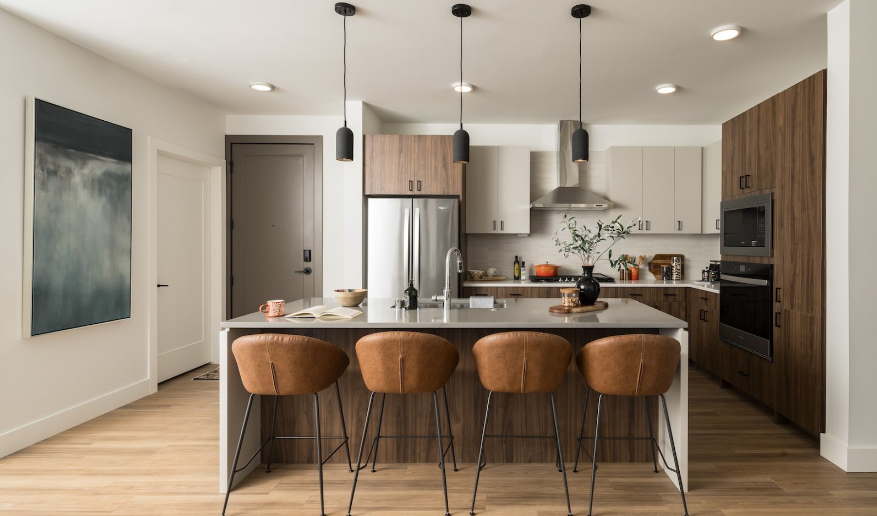 kitchen with island and seating