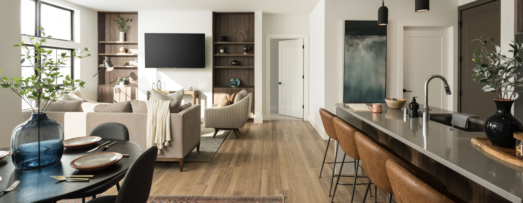 living room with wood flooring